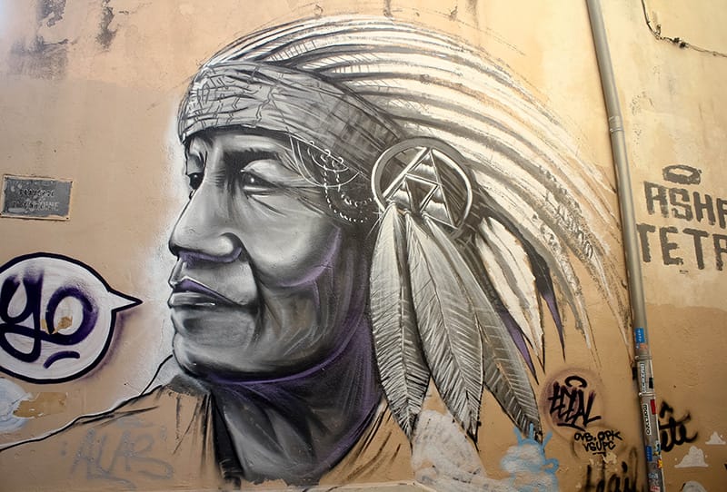 Street art amerindien panier Marseille 