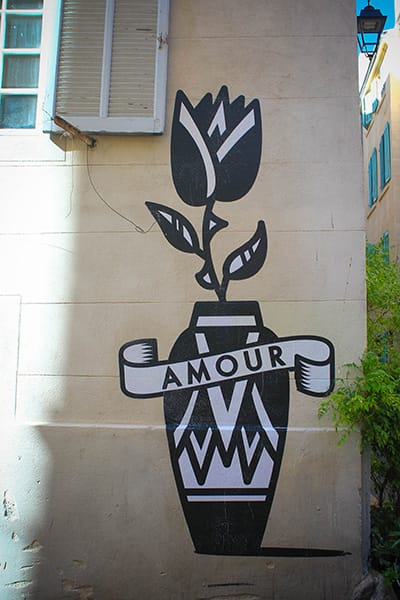 Street art fleur panier Marseille 